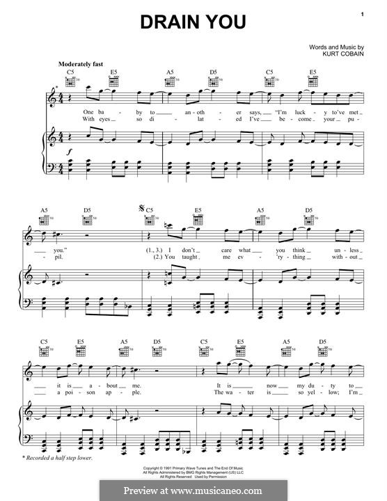 Drain You (Nirvana): Para vocais e piano (ou Guitarra) by Kurt Cobain