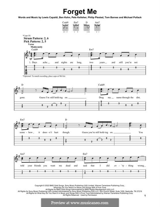 Forget Me: Para guitarra com guia by Lewis Capaldi