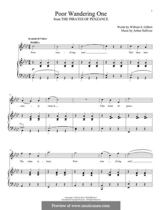 Poor Wandering One: Para vocais e piano by Arthur Seymour Sullivan