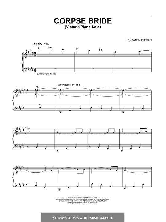 Victor's Piano Solo (from Corpse Bride): Para Piano by Danny Elfman