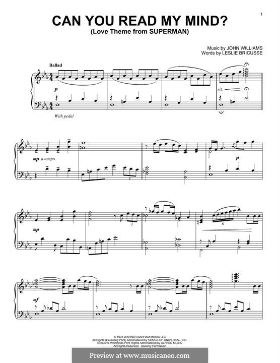 Can You Read My Mind? (Love Theme from Superman): Para Piano by John Williams