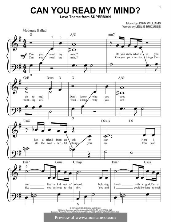 Can You Read My Mind? (Love Theme from Superman): Para Piano by John Williams