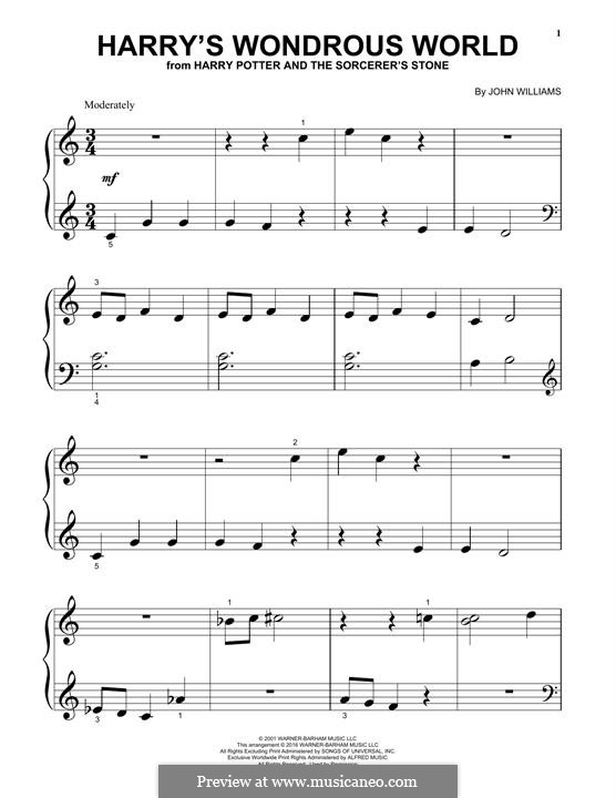 Harry's Wondrous World (from Harry Potter): Para Piano by John Williams