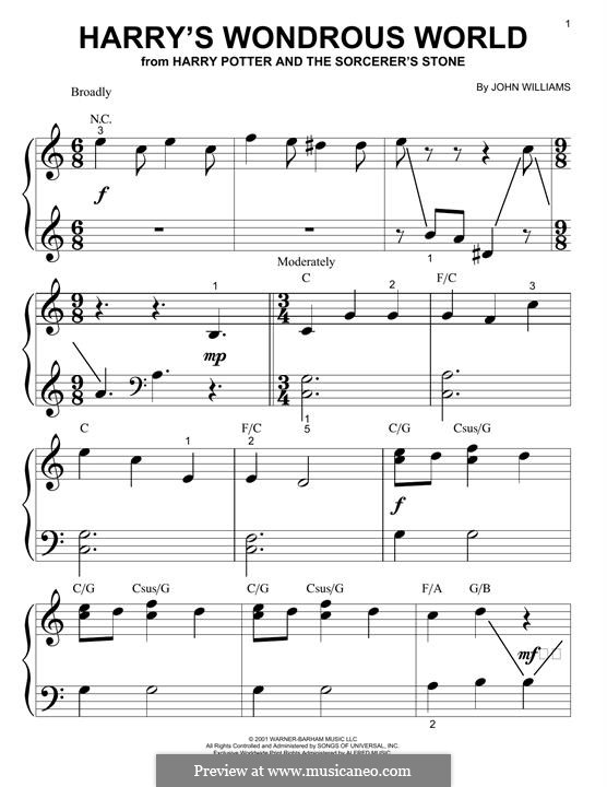Harry's Wondrous World (from Harry Potter): Para Piano by John Williams