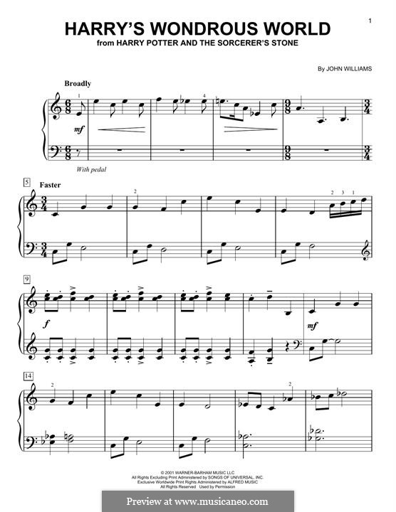 Harry's Wondrous World (from Harry Potter): Para Piano by John Williams