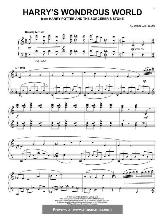Harry's Wondrous World (from Harry Potter): Para Piano by John Williams