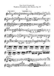 Manfred Symphony, TH 28 Op.58: parte clarinetas by Pyotr Tchaikovsky