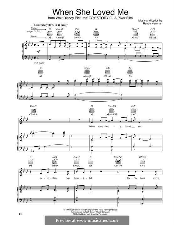 When She Loved Me (from Toy Story 2): For voice and piano or guitar (John Tesh) by Randy Newman