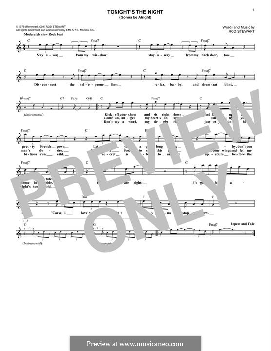 Tonight's the Night (Gonna Be Alright): para teclado by Rod Stewart