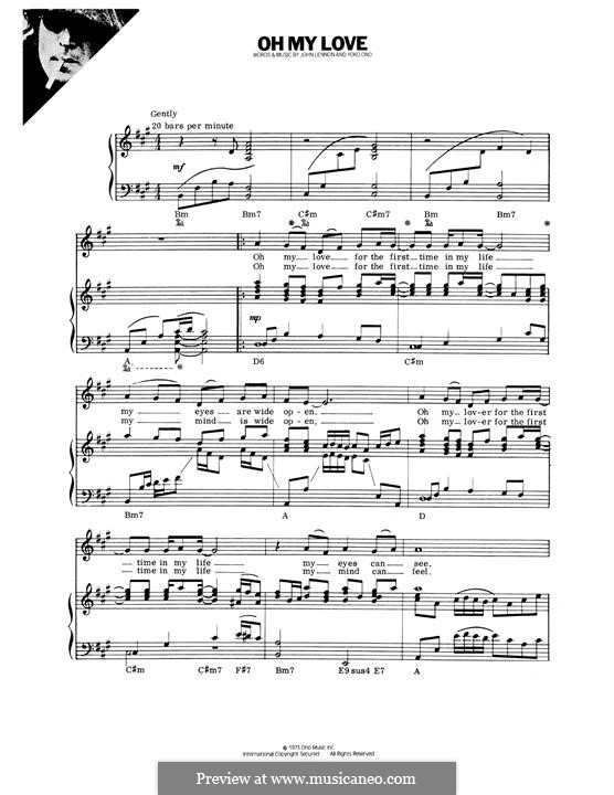 Oh My Love: Para vocais e piano (ou Guitarra) by John Lennon, Yoko Ono
