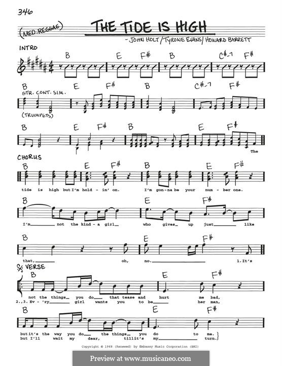 The Tide is High (Blondie): melodia by Howard Barrett, John Holt, Tyrone Evans