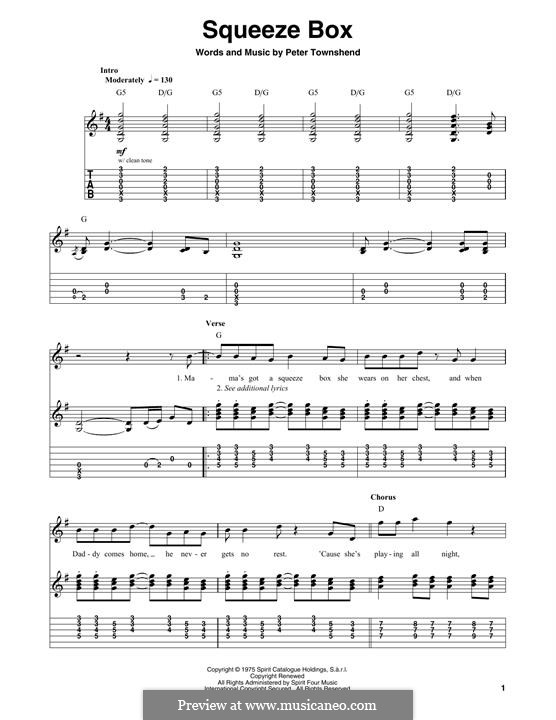 Squeeze Box (The Who): Para Guitarra by Peter Townshend