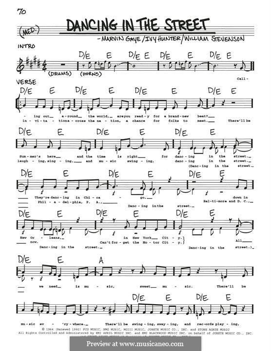 Dancing in the Street (Martha & The Vandellas): melodia by Ivory Joe Hunter, Marvin P. Gaye, William Stevenson