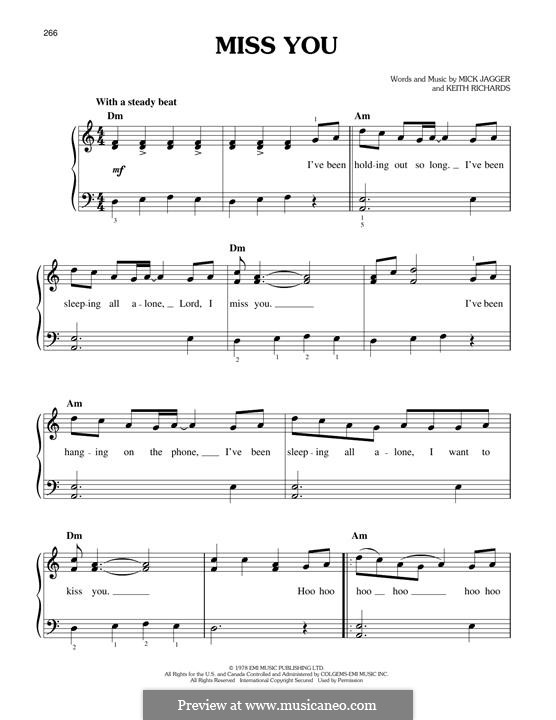 Miss You (The Rolling Stones): Para Piano by Keith Richards, Mick Jagger