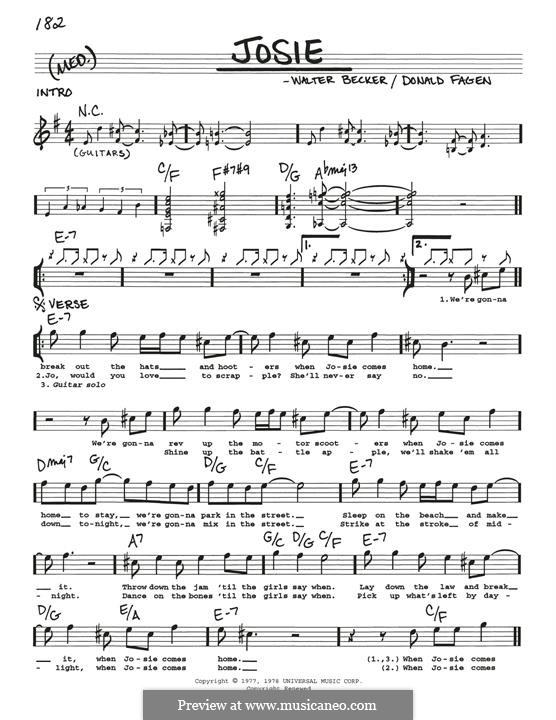 Josie (Steely Dan): melodia by Donald Fagen, Walter Becker