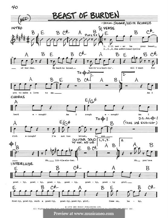 Beast of Burden (The Rolling Stones): melodia by Keith Richards, Mick Jagger