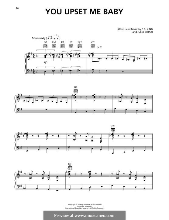 You Upset Me Baby: Para vocais e piano (ou Guitarra) by Jules Bihari