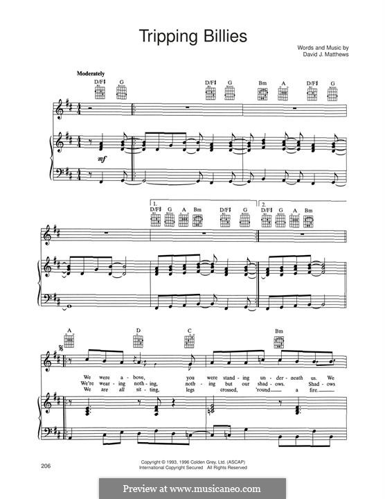 Tripping Billies (Dave Matthews Band): Para vocais e piano (ou Guitarra) by David J. Matthews
