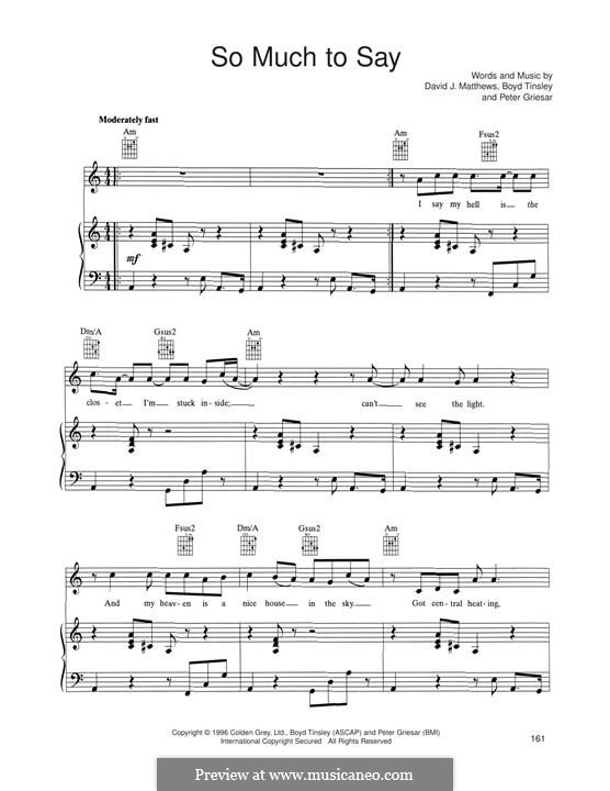 So Much to Say (Dave Matthews Band): Para vocais e piano (ou Guitarra) by Boyd Tinsley, David J. Matthews, Peter Griesar
