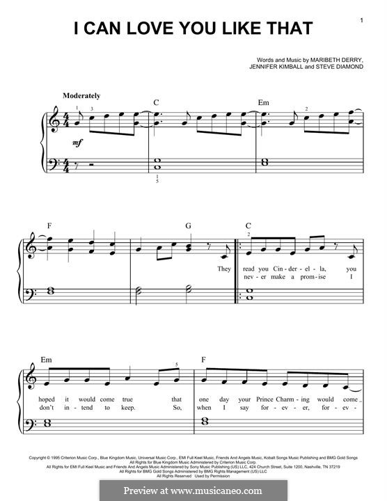 I Can Love You Like Thatr (All-4-One): Para Piano by Jennifer Kimball, Maribeth Derry, Steven Diamond