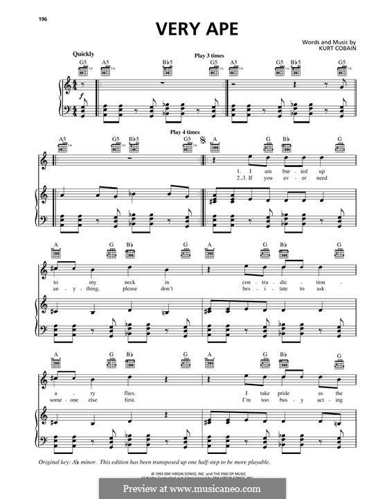 Very Ape (Nirvana): Para vocais e piano (ou Guitarra) by Kurt Cobain