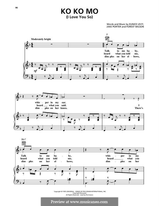 Ko Ko Mo (I Love You So): Para vocais e piano (ou Guitarra) by Eunice Levy, Forest Wilson, Jake Porter