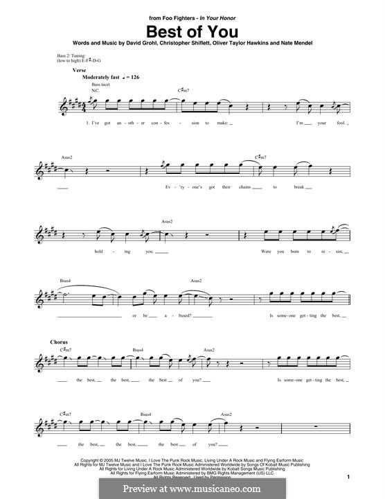 The Best of You (Foo Fighters): para baixo by Christopher Shiflett, David Grohl, Nate Mendel, Taylor Hawkins