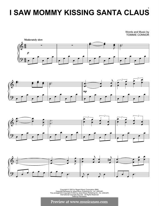 I Saw Mommy Kissing Santa Claus, for Piano: para um único musico (Editado por H. Bulow) by Tommie Connor