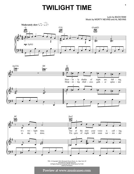Twilight Time (The Platters): Para vocais e piano (ou Guitarra) by Al Nevins, Buck Ram, Morty Nevins