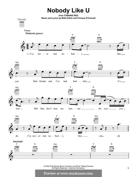 Nobody Like U (from Turning Red) 4*TOWN: para ukulele by Finneas O'Connell
