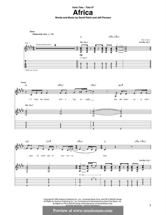 Africa (Toto): Para guitarra com guia by David Paich, Jeff Porcaro