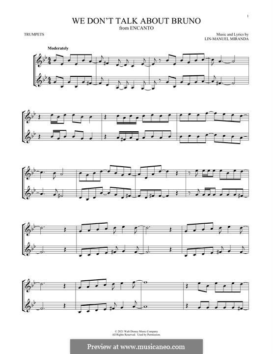 We Don't Talk About Bruno (from Encanto): For two trumpets by Lin-Manuel Miranda
