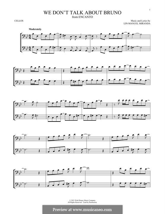 We Don't Talk About Bruno (from Encanto): para dois violoncelo by Lin-Manuel Miranda