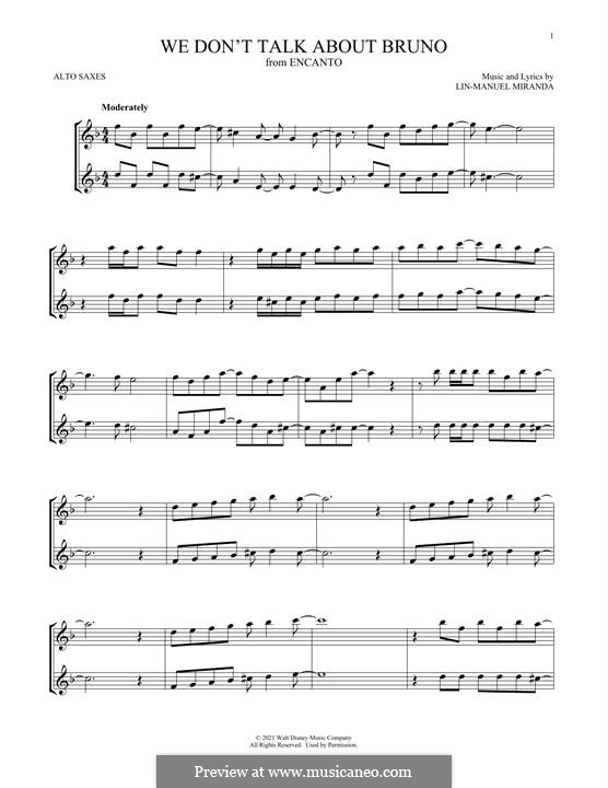 We Don't Talk About Bruno (from Encanto): para dois alto saxophones by Lin-Manuel Miranda