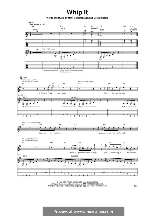 Whip It (Devo): Para Guitarra by Gerald Casale, Mark Mothersbaugh