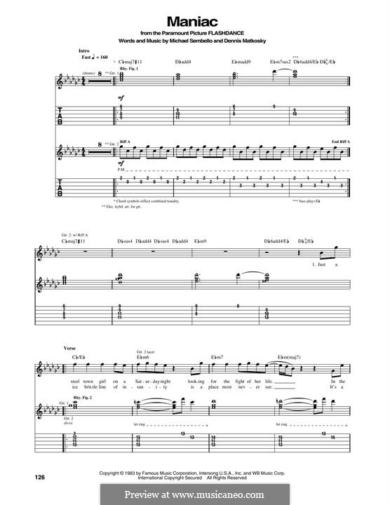 Maniac: Para Guitarra by Dennis Matkosky, Michael Sembello