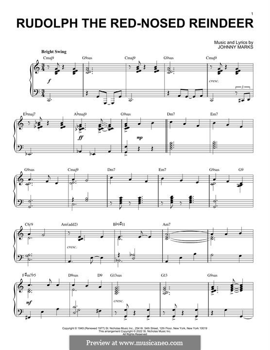 Rudolph the Red-Nosed Reindeer (Piano version): Jazz version by Johnny Marks