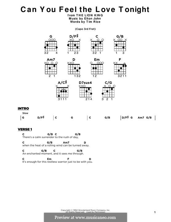 Guitar version: Lyrics and guitar chords by Elton John