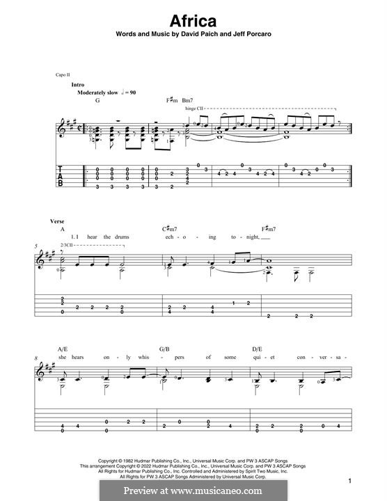 Africa (Toto): Para guitarra com guia by David Paich, Jeff Porcaro