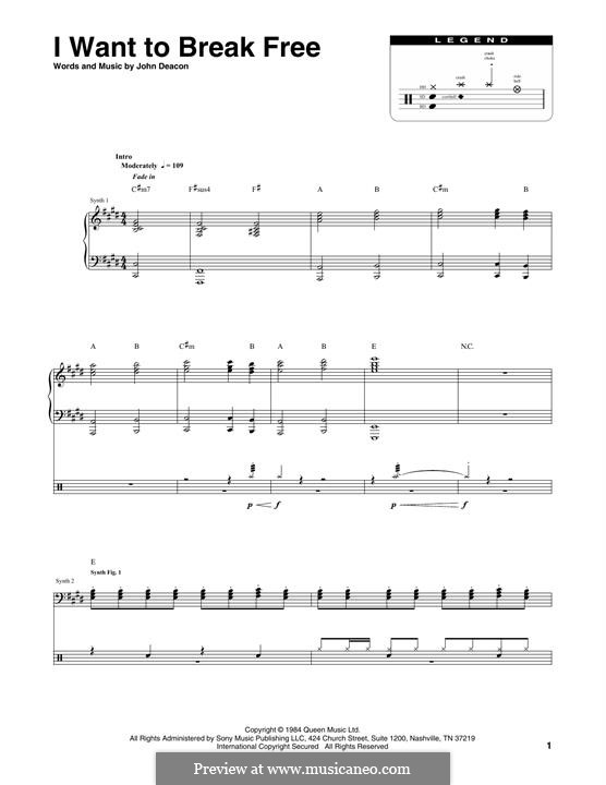 I Want to Break Free (Queen): Transcribed score by John Deacon