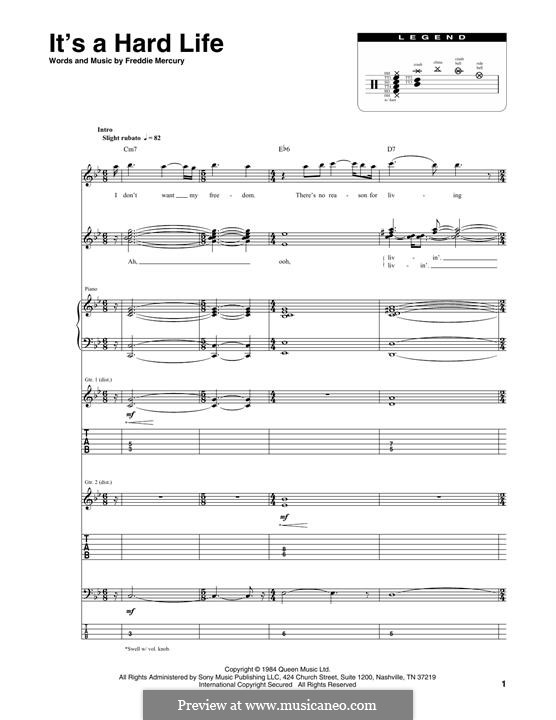 It's a Hard Life (Queen): Transcribed score by Freddie Mercury