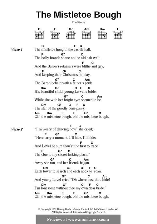 The Mistletoe Bough: Lyrics and guitar chords by folklore