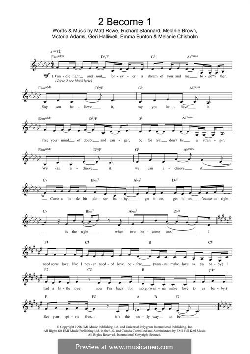 2 Become 1 (The Spice Girls): para teclado by Emma Bunton, Geri Halliwell, Matt Rowe, Melanie Brown, Melanie C, Richard Stannard, Victoria Adams