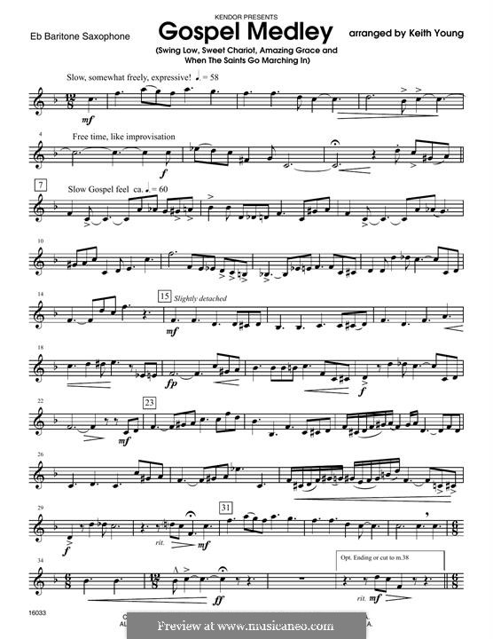 Gospel Medley, for saxophones: Eb Baritone Saxophone part by folklore