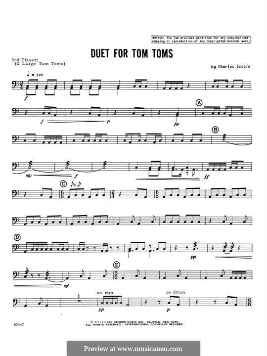 Duet For Tom Toms: Percussion 2 by Charles Steele