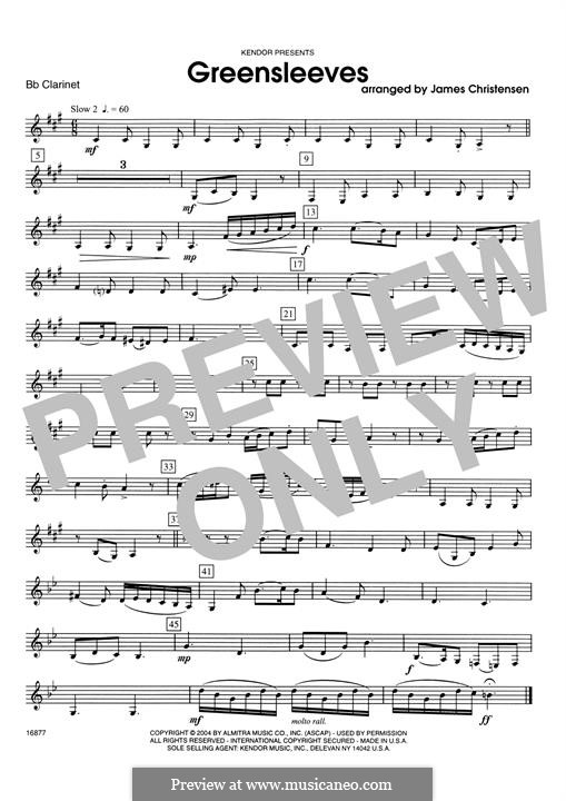 Chamber version: For woodwind ensemble – Bb Clarinet part by folklore