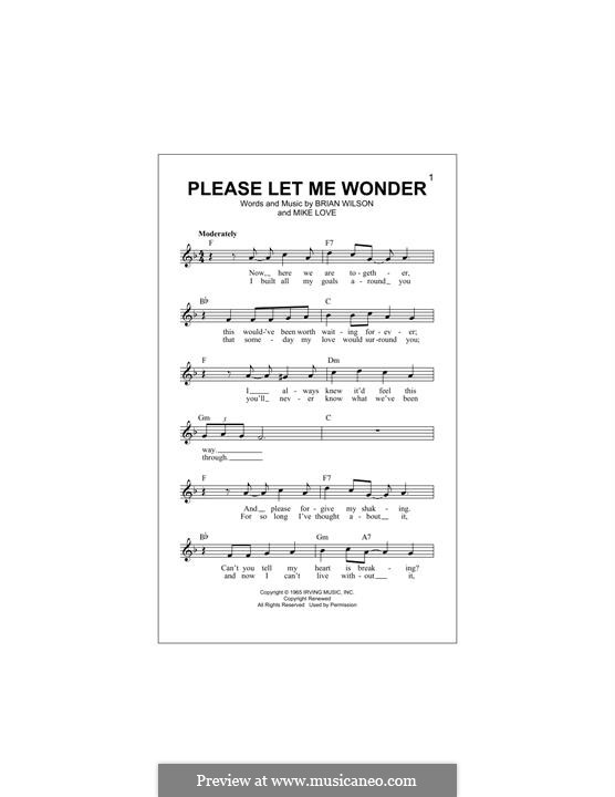 Please Let Me Wonder (The Beach Boys): para teclado by Brian Wilson, Mike Love