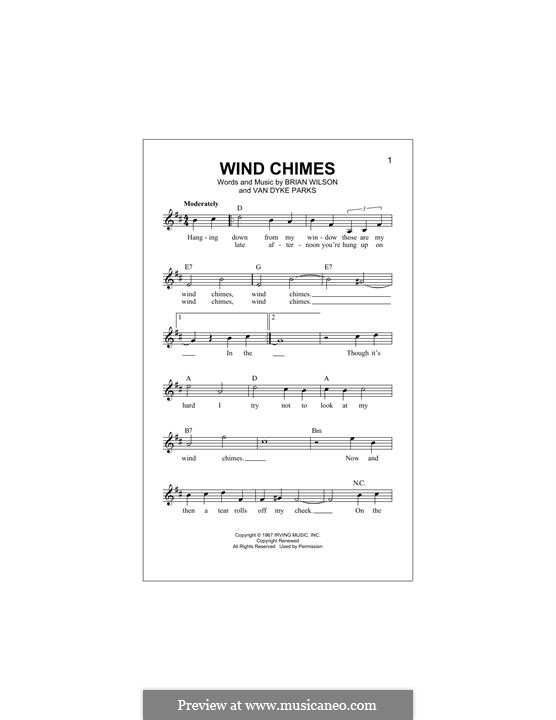Wind Chimes (The Beach Boys): para teclado by Brian Wilson, Van Dyke Parks