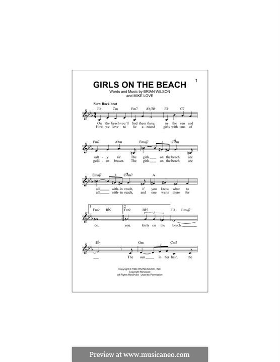 Girls on the Beach (The Beach Boys): para teclado by Brian Wilson, Mike Love