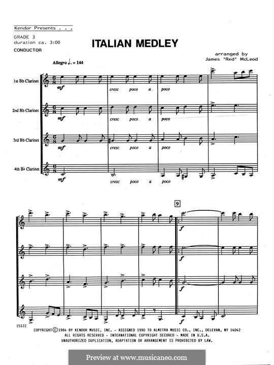 Italian Medley: For clarinets – full score by Unknown (works before 1850)